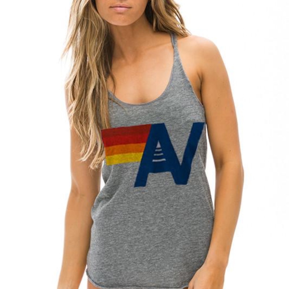 Aviator Nation Heather Grey Logo Tank